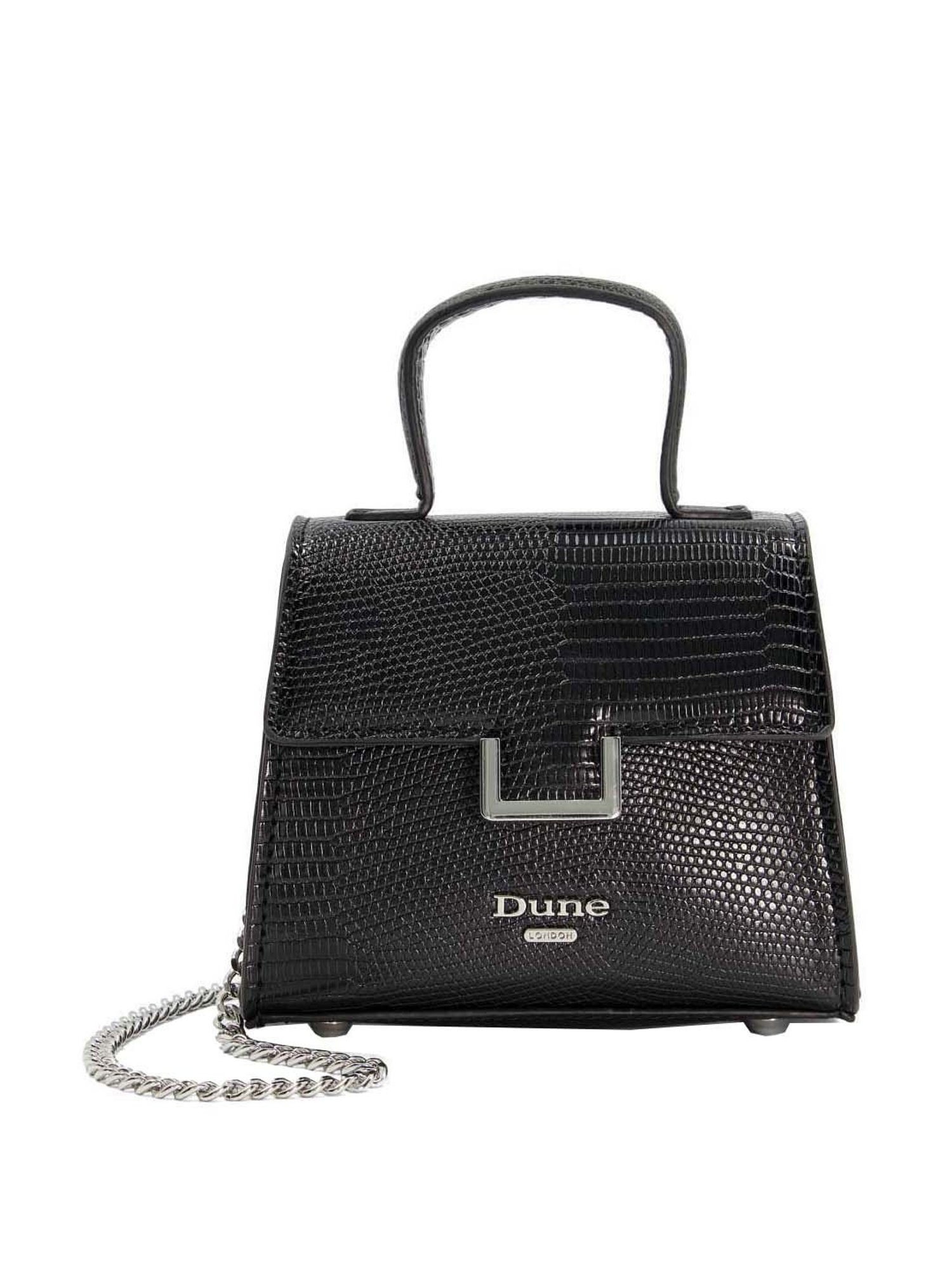 Dune London Black Textured Small Satchel Handbag