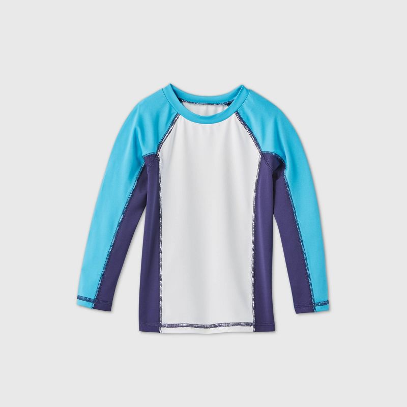 Toddler Boys' Colorblock Long Sleeve Rash Guard - Cat & Jack™ Blue/White/Purple 2T