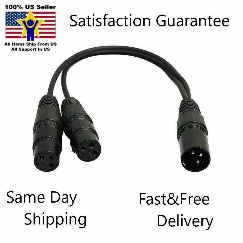 10X3-Pin XLR Male Plug to Dual 2 Female Jack Y Splitter Mic Cable Adaptor 16 AWG