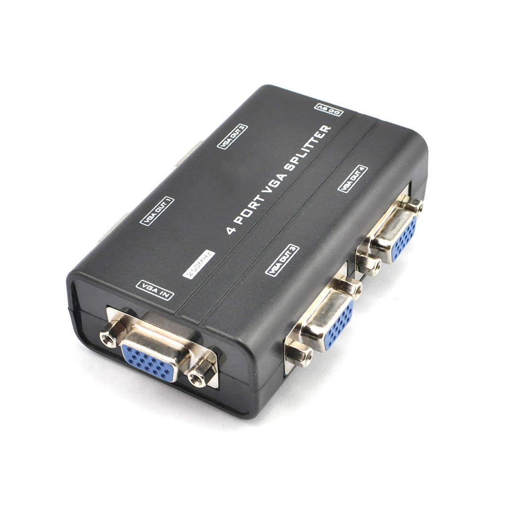 Mini 1 to 4 Port VGA Splitter Amplifier Video Monitor TV Projector Boosting 250M