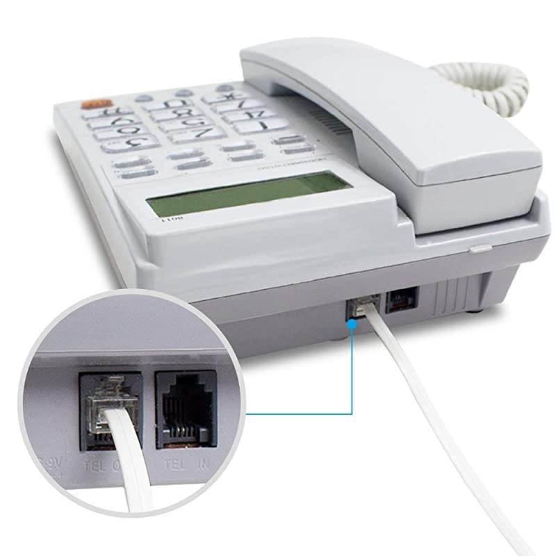 2 Pack 6M 20ft Phone Telephone Extension Cord Cable Line Wire with Standard RJ11 6P4C Plugs for Landline Telephone White