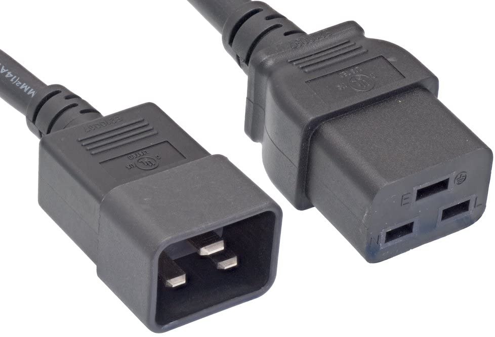 Cablelera AC Power Cord Extension, IEC320 C20 to IEC320 C19, 1' 12AWG, 20A, 250V (ZWACFGAB-01)