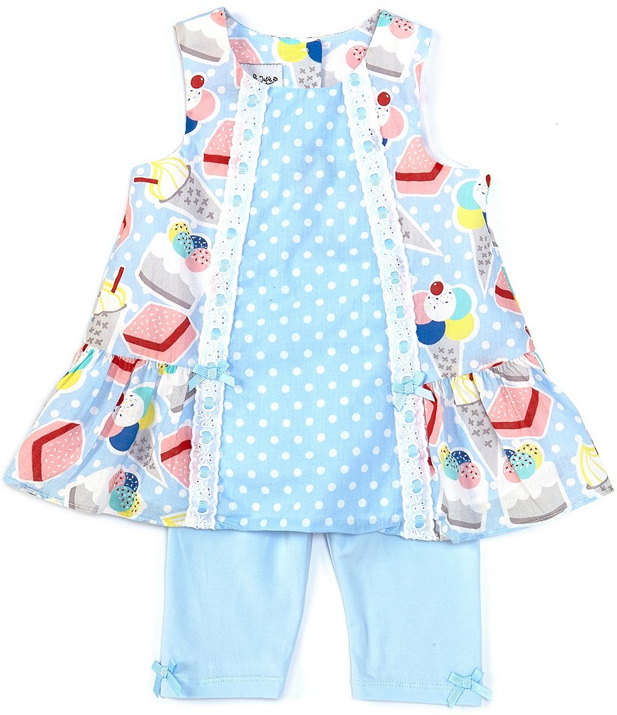Pippa & Julie Baby Girls 12-24 Months Mixed-Media Tunic Top & Capri Leggings Set