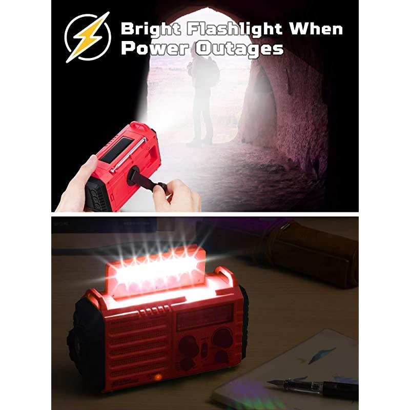 Hand Crank Portable NOAA Weather Alert Radio5Way Powered AMFMSW Emergency Radio for HouseholdOutdoor2500mAh Battery Power Bank USB ChargerLED FlashlightCamping LanternSOS AlarmCompass