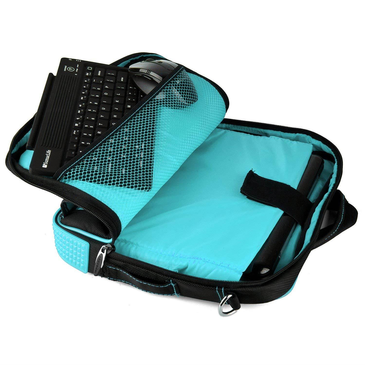 VG Pindar Shoulder Messenger Bag Aqua Blue Trim For HP Pro Slate 8/Pro (408 G1)/Stream 8 + Handsfree Earphones