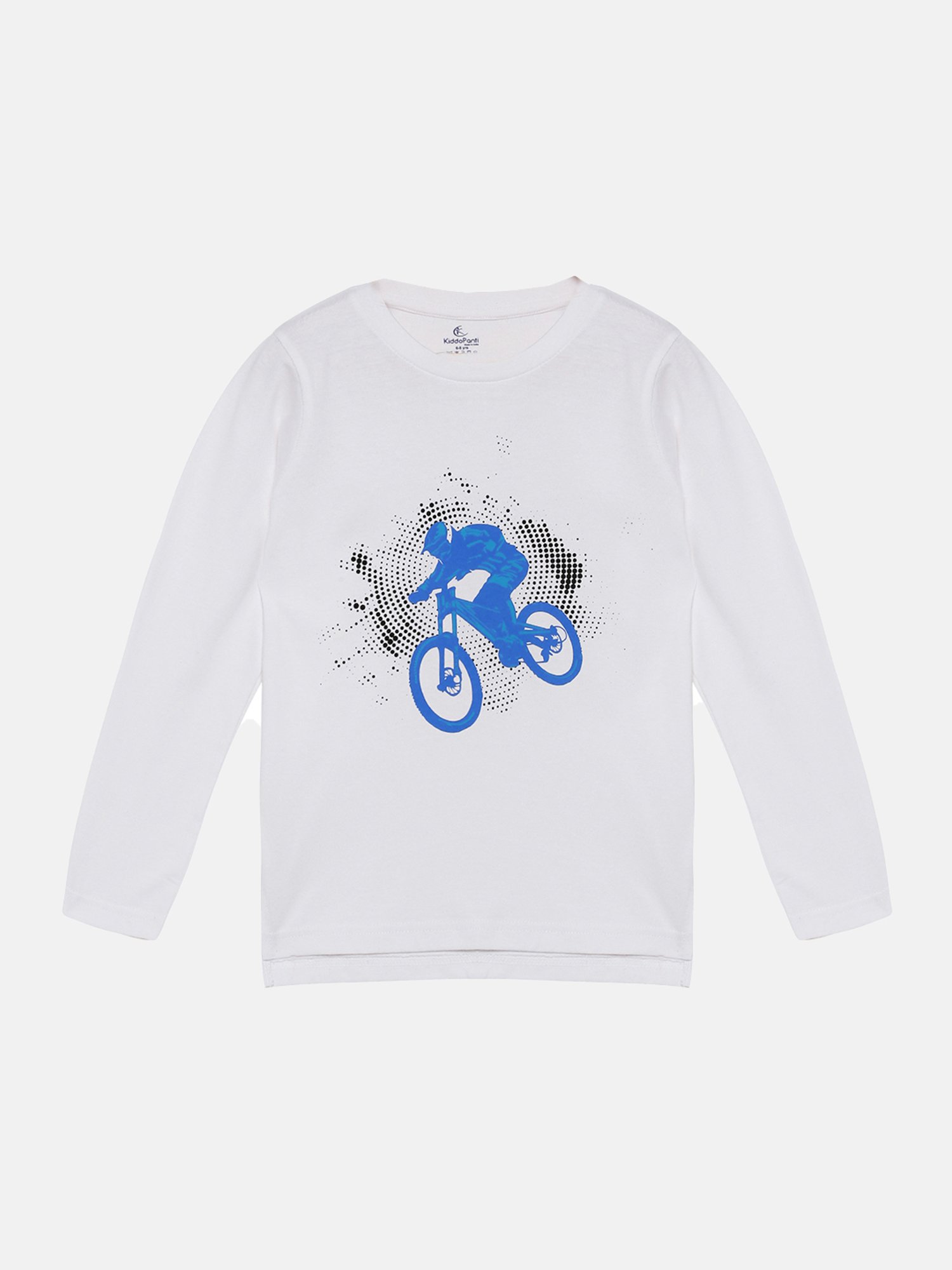 Kiddopanti Kids White & Navy Printed Full Sleeves T-Shirt with Trackpants