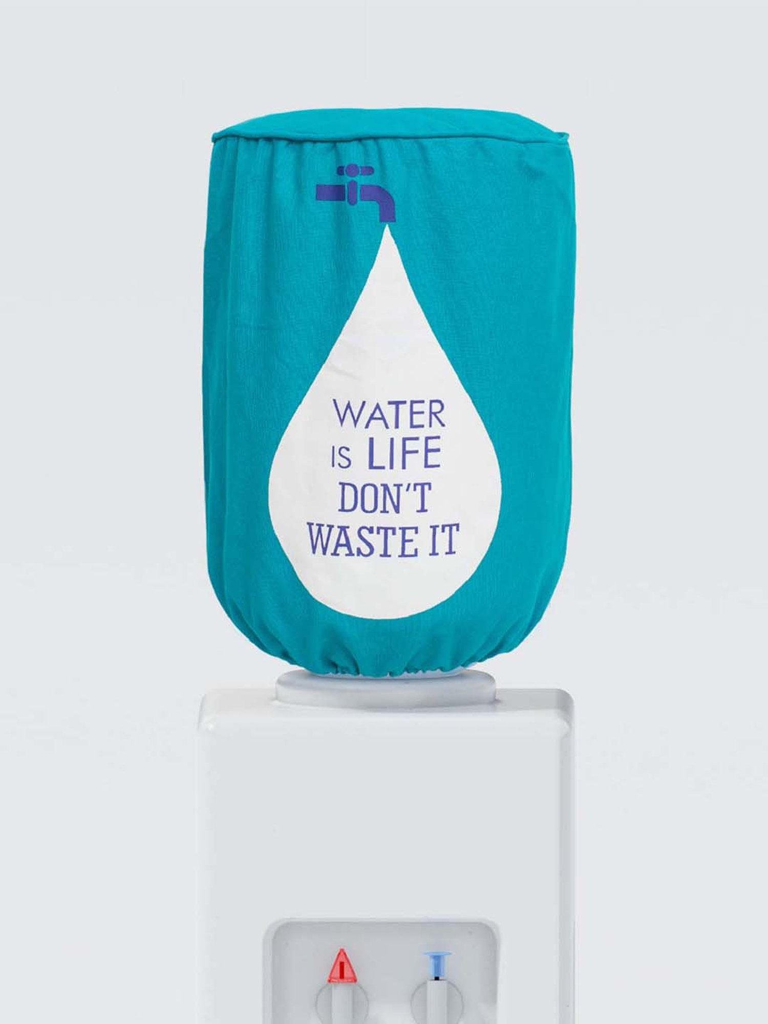 Swayam Aqua & White Cotton 20 Litre Water Dispenser Bottle Cover - Set of 1