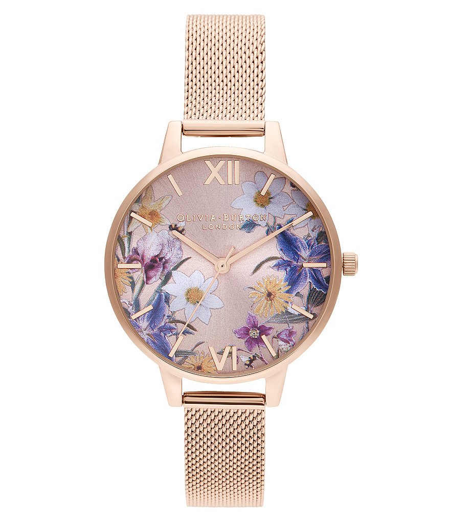 Olivia Burton Best In Show Blush Sunray & Pale Rose Gold Mesh Watch