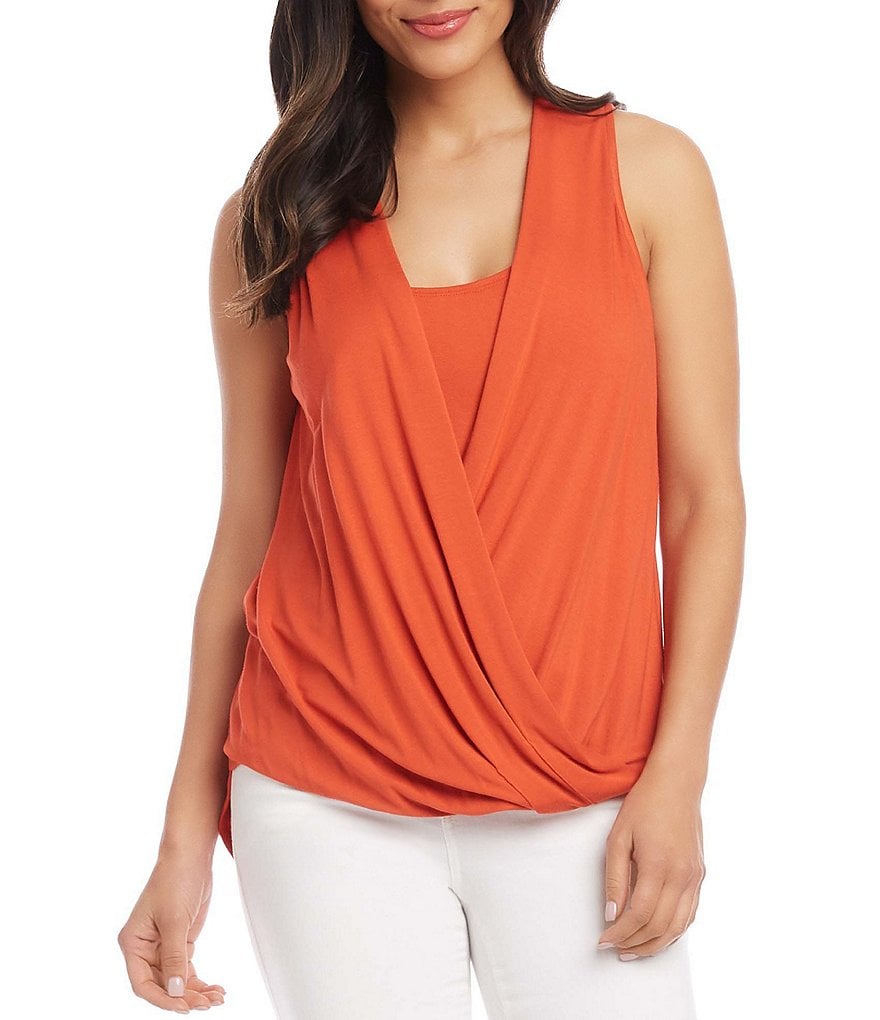 Karen Kane Layered Drape Front Sleeveless Top