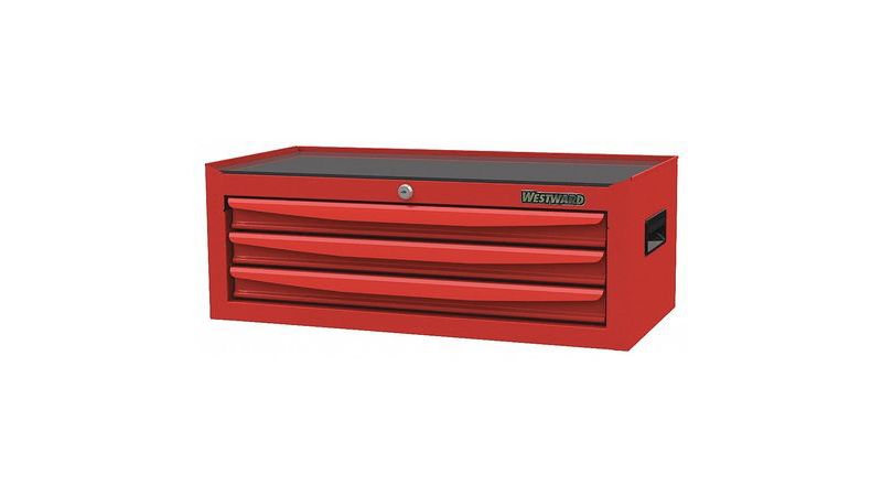 WESTWARD 48RJ72 26-3/8"W Intermediate Chest 3 Drawers, Red, 12-1/2"D x 9-5/8"H