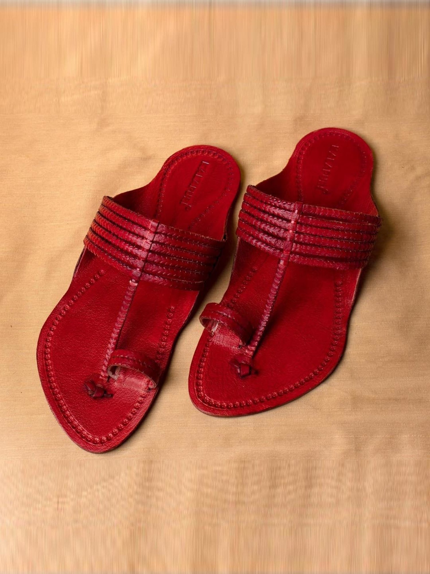 Kalapuri Men's Red Kolhapuri Sandals
