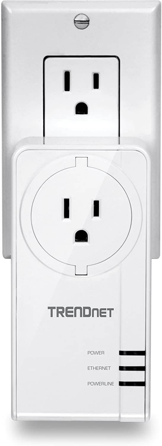 Powerline 1300 AV2 Adapter with Built-in Outlet Adapter Kit, Includes 2 x TPL-423E Adapters, IEEE 1905.1 & IEEE 1901, Gigabit Port, Range Up to 300m (984 ft.), TPL-423E2K, White