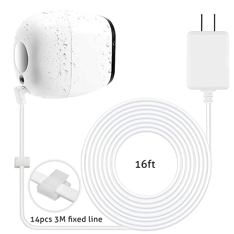 Outdoor Quick Charge 30 Power Adapter Continuously Power Supply Compatible with Arlo Pro Arlo Pro 2 and Arlo Go 164 ft5 m Long and Thin Cable