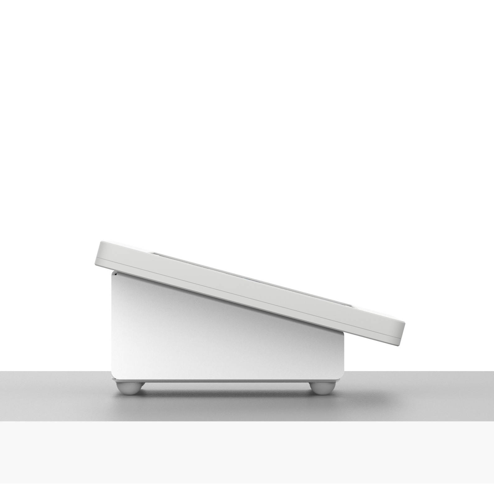 VidaMount White Home Button Covered Enclosure and Fixed Tilted 15&deg; Desk / Surface Mount [Bundle] compatible with iPad Mini 1/2/3