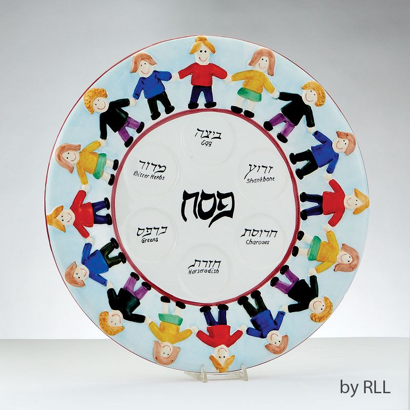 Rite Lite 14.5" Ceramic Passover Round Seder Plate - Blue/Black