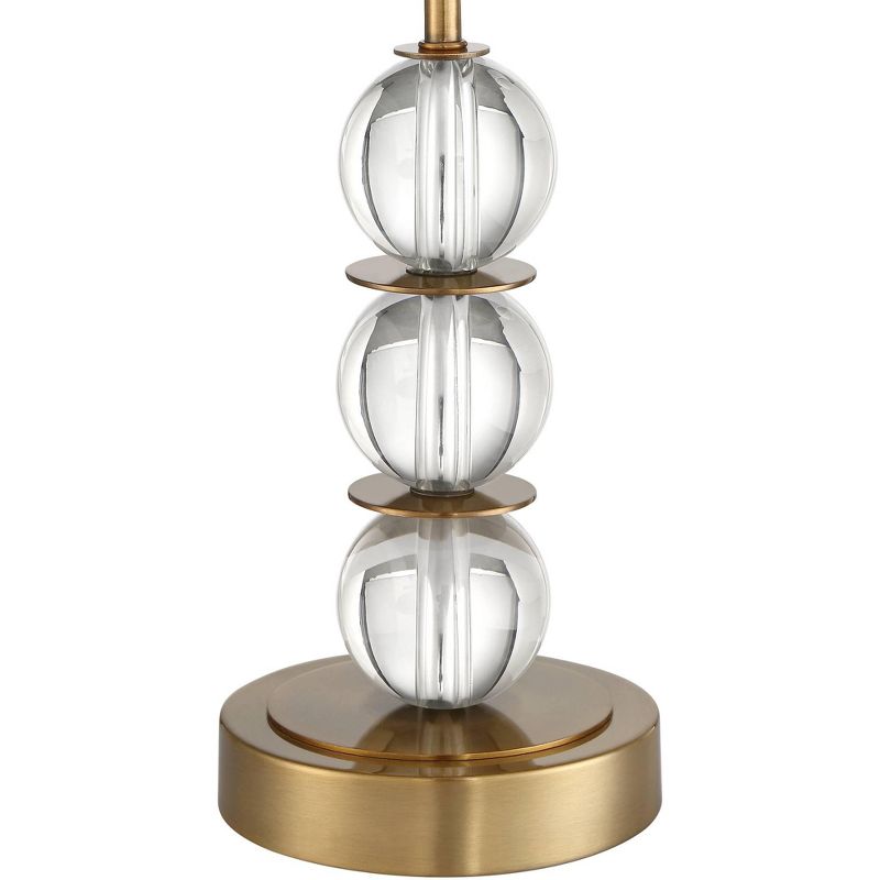 Vienna Full Spectrum Art Deco Buffet Table Lamp Crystal Ball Brass Metal Off White Fabric Drum Shade for Dining Room