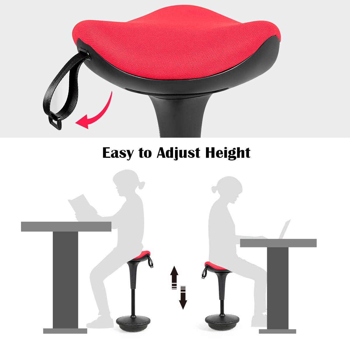 Wobble Stool Standing Desk Chair Height Adjustable Active Sitting Balance Chair Plastic Low Back