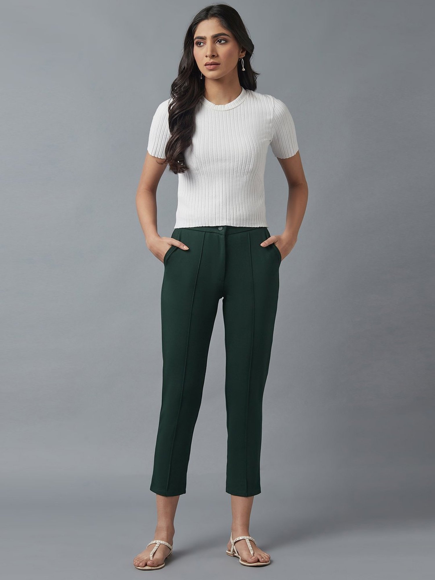 Elleven Green Plain Pants