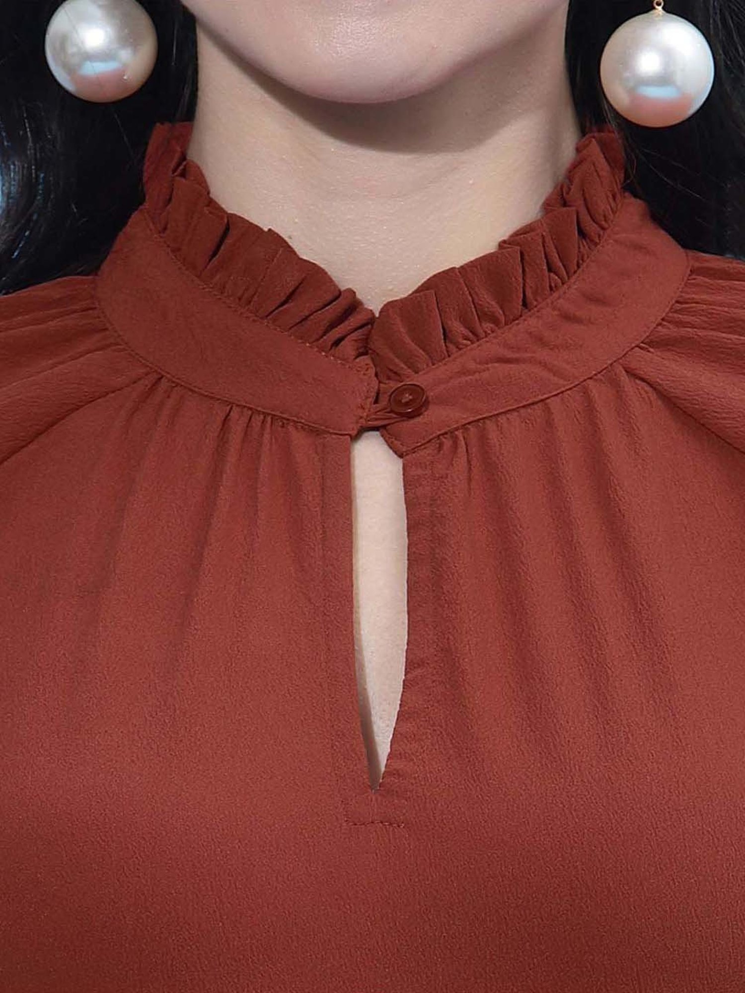 SELVIA Rust Regular Fit Top