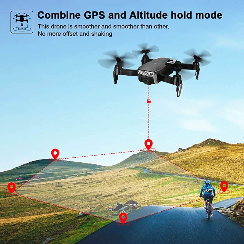 GPS Drones with Camera 1080P for Adults,  E511S WiFi FPV Live Video with 1080P Adjustable Wide-Angle Camera and GPS Return Home, 16 Mins Long Flight Time RC Quadcopter Helicopter