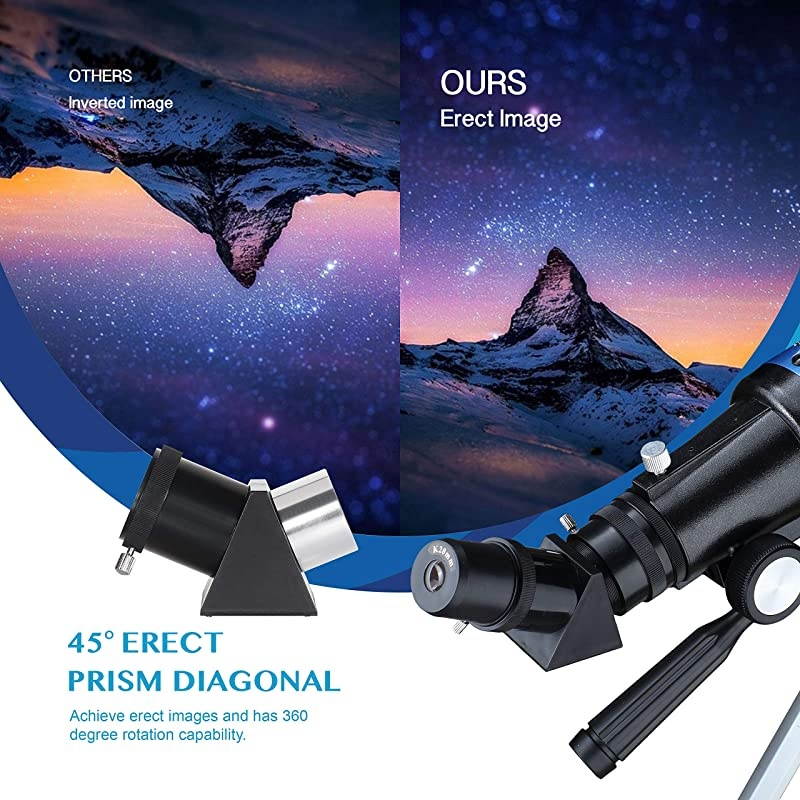 Telescope for Adults Kids Astronomy Beginners 70mm Refractor Telescopes with Adjustable Tripod 10X Phone Adapter 3X Barlow and Backpack