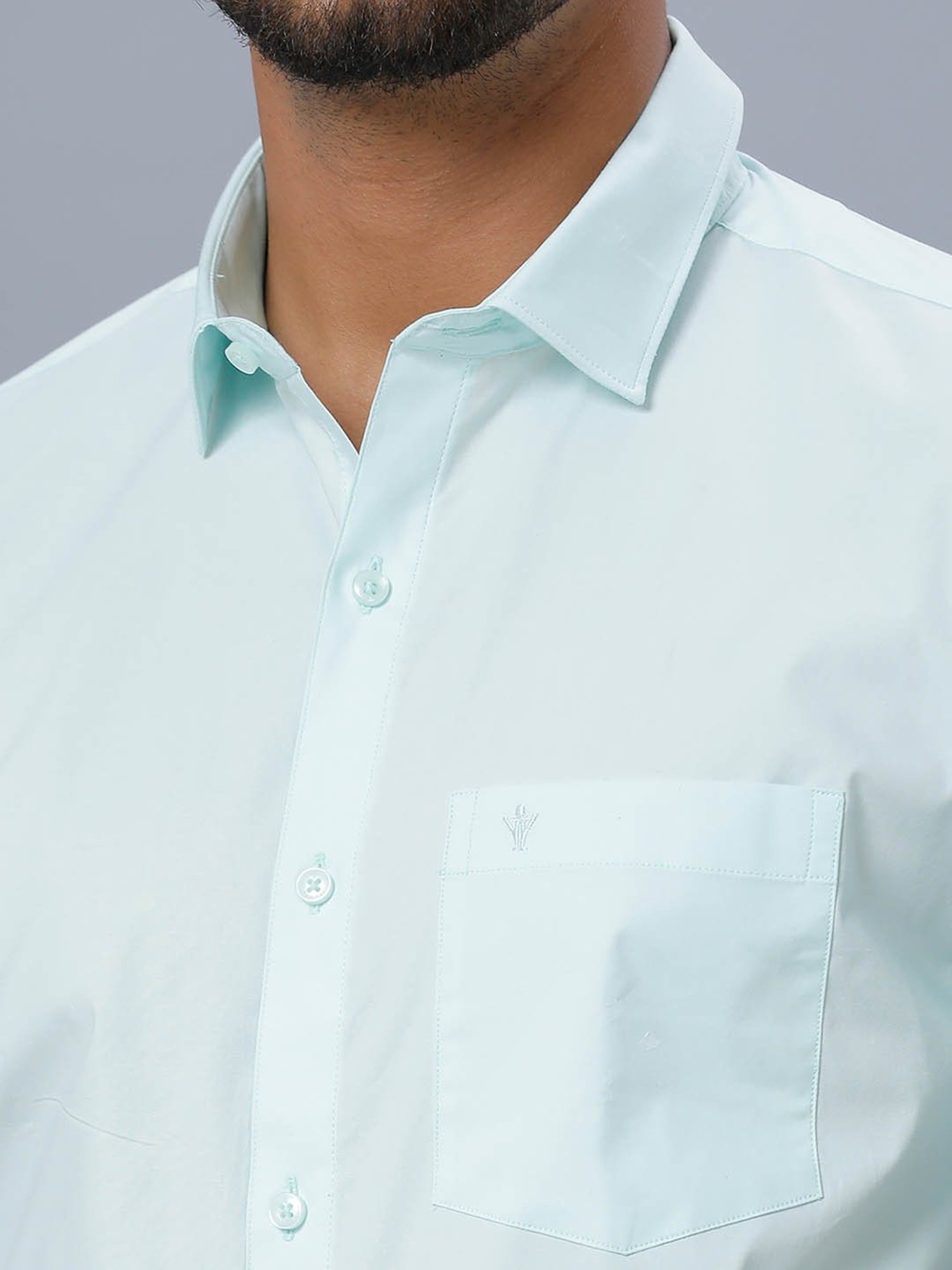Ramraj Sky Blue Cotton Regular Fit Shirt