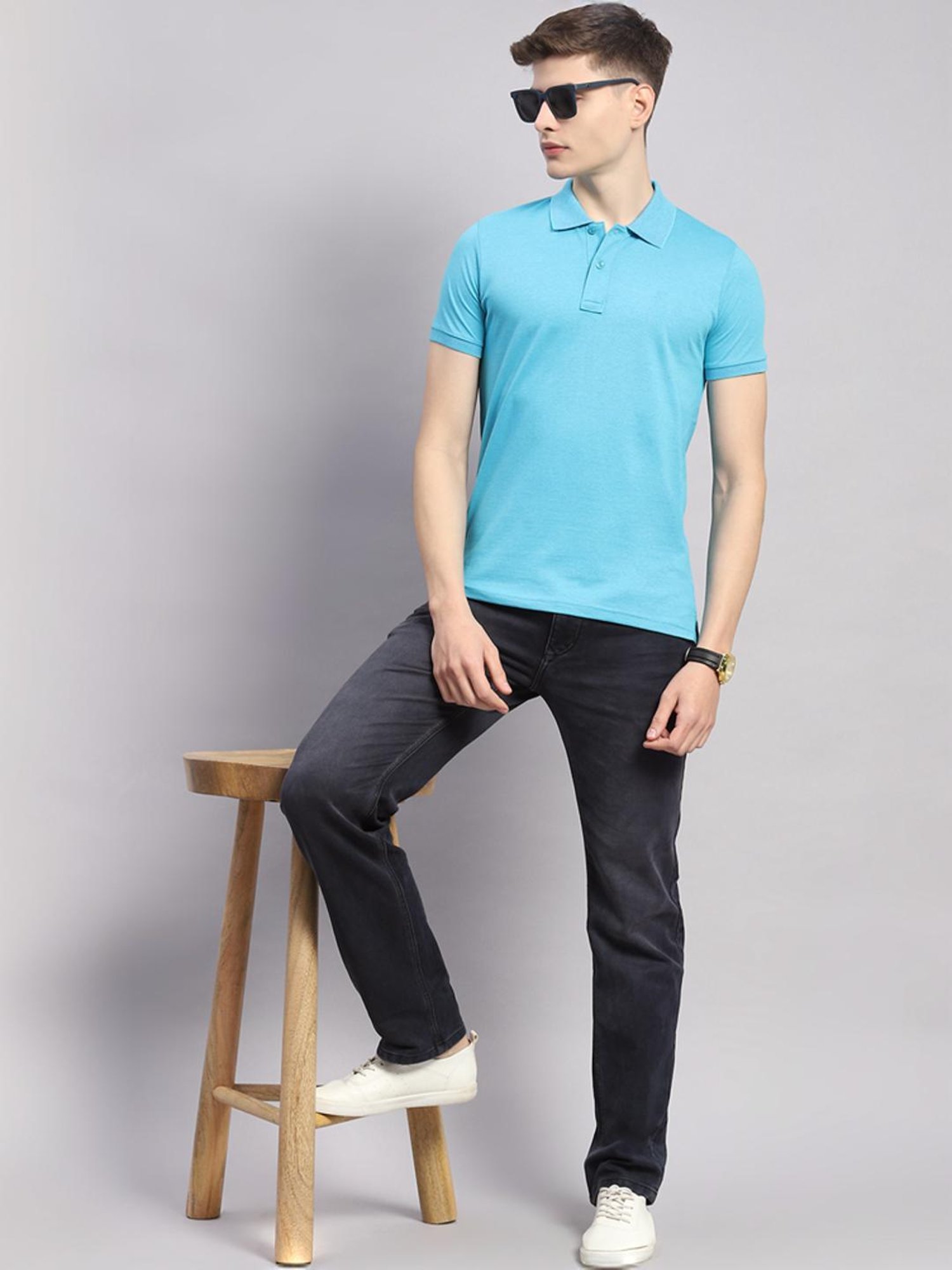 Monte Carlo Firozi Cotton Regular Fit Polo T-Shirt