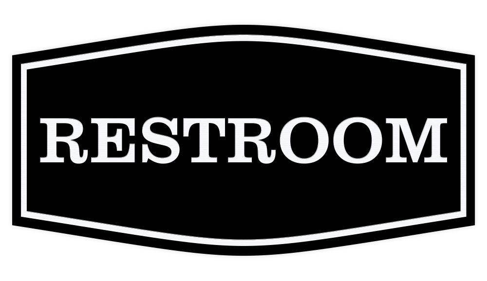 Fancy Restroom Sign (Black) - Medium