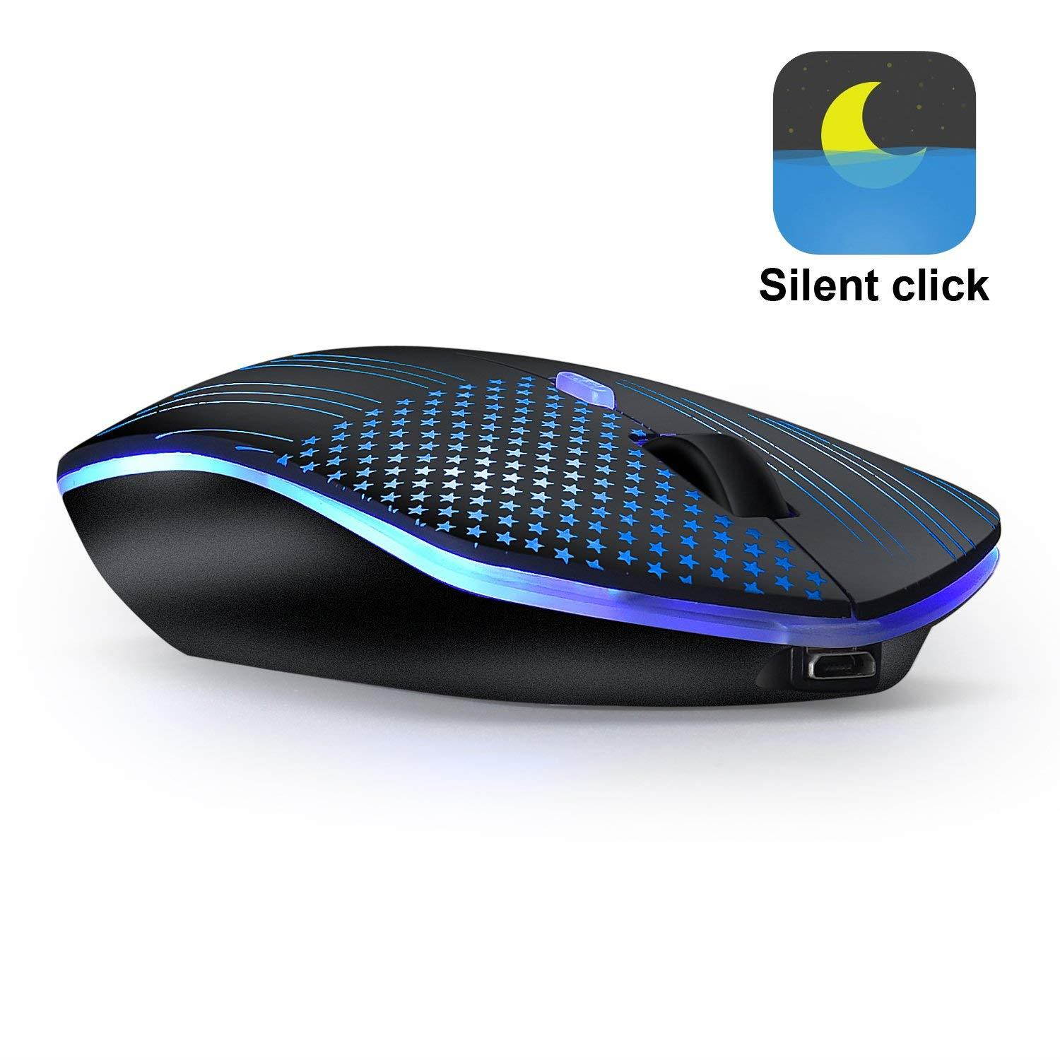 Rechargeable cordless mouse breathing illuminating,powered by rechargeable Li-polymer battery,optical Sensor Nano USB Receiver,3 stage DPI, 4 Buttons for PC, Laptop, tablet, Macbook(Flag illuminating)