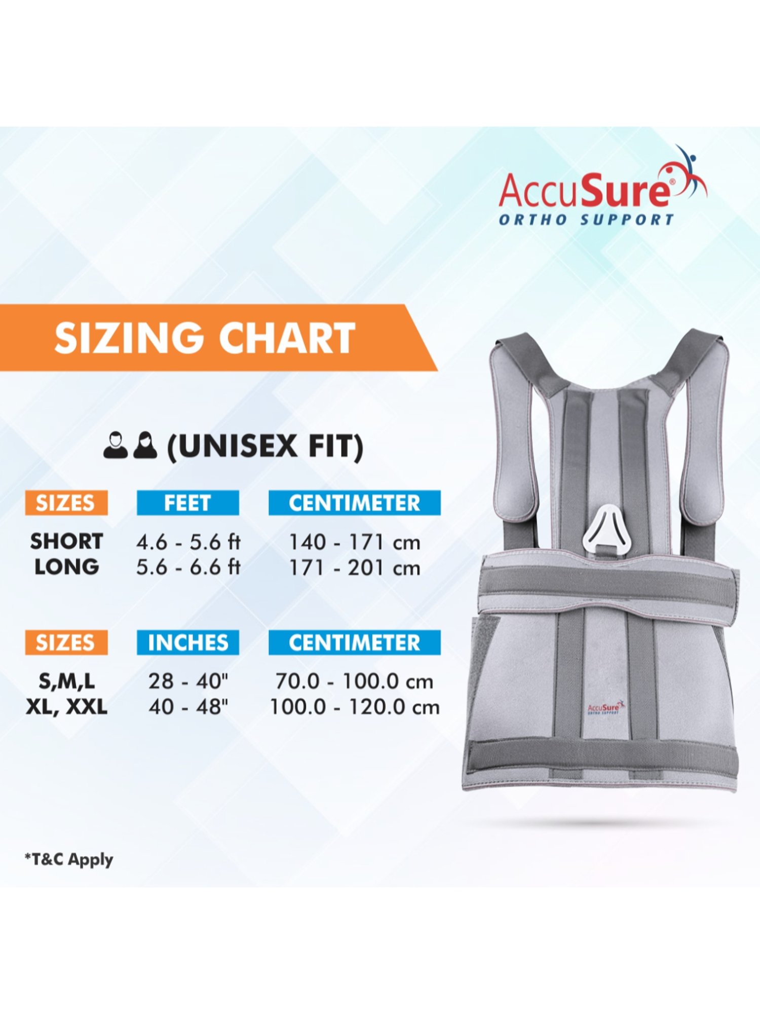AccuSure B7 Taylor's Brace Back Support - Size M (Grey)