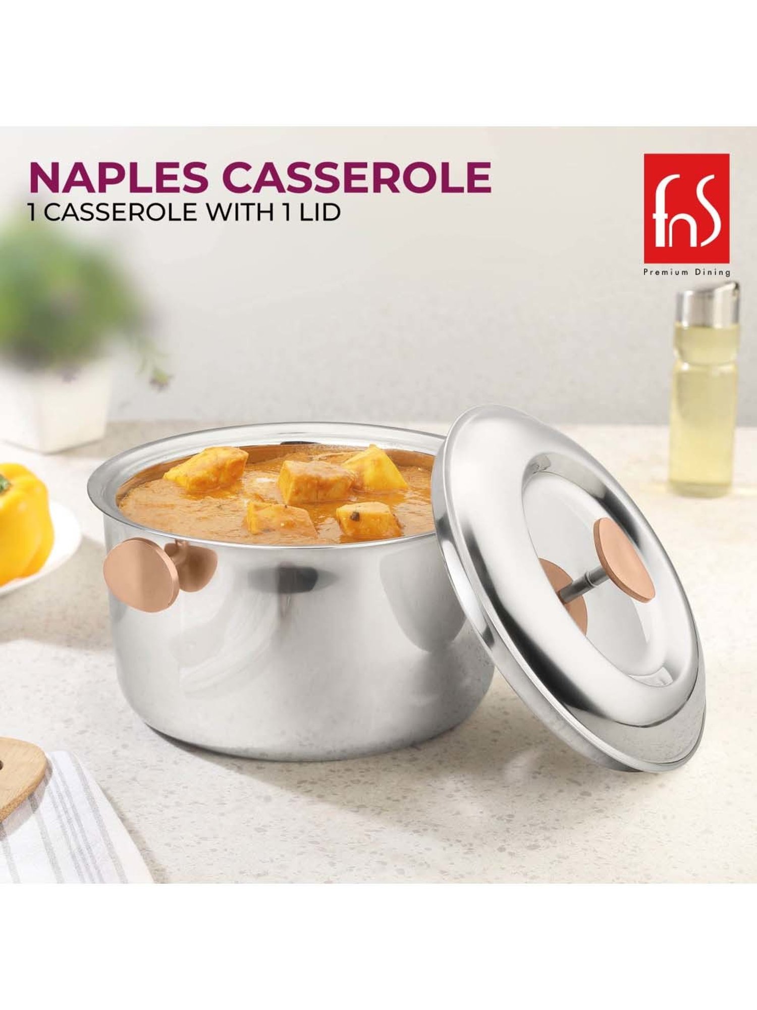 Nirlon Gas Compatible Aluminium Casserole with Bakelite Handle - 2.6 L
