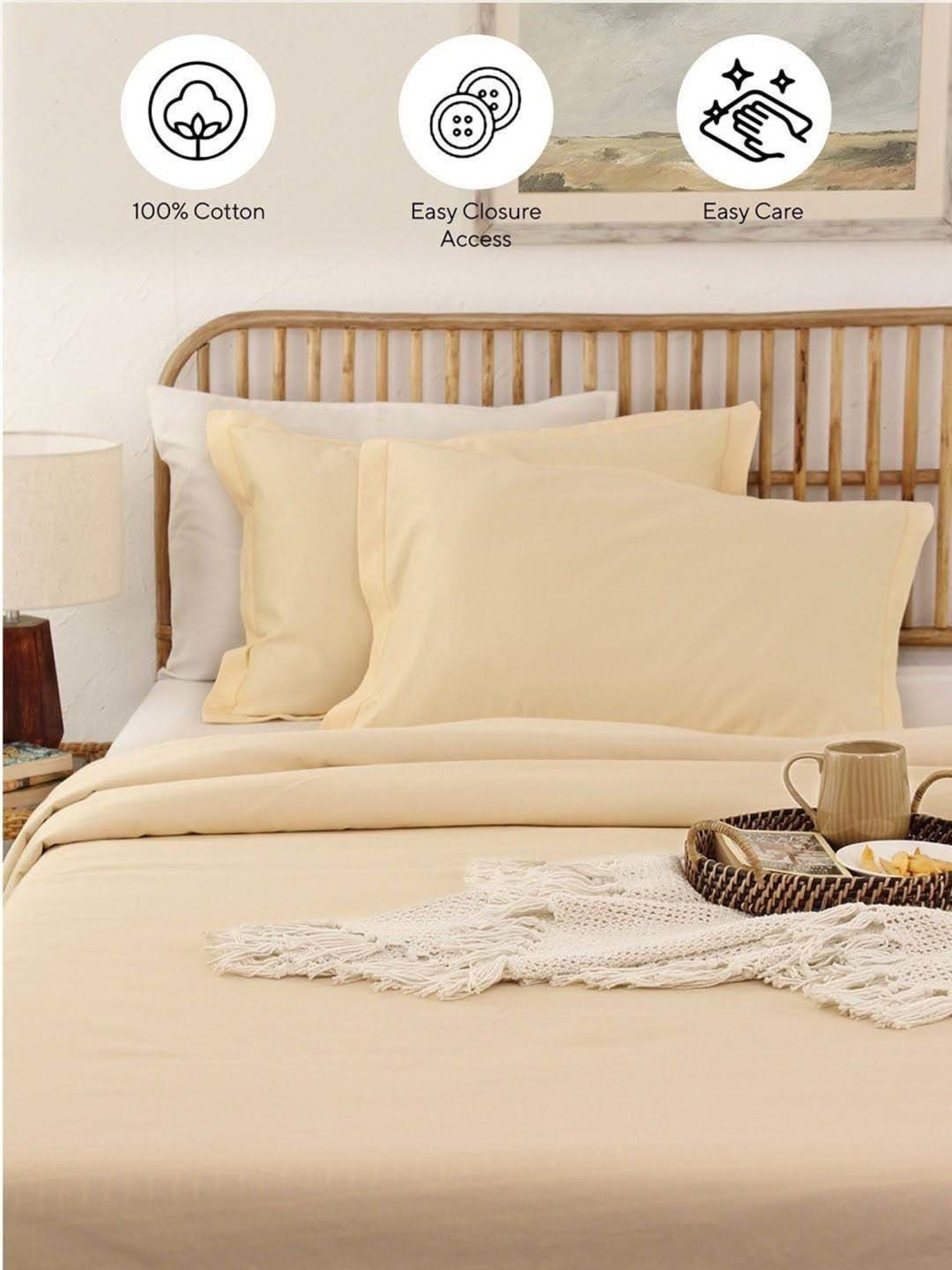 House This Ginger Beige Cotton 600 TC Double Duvet Cover
