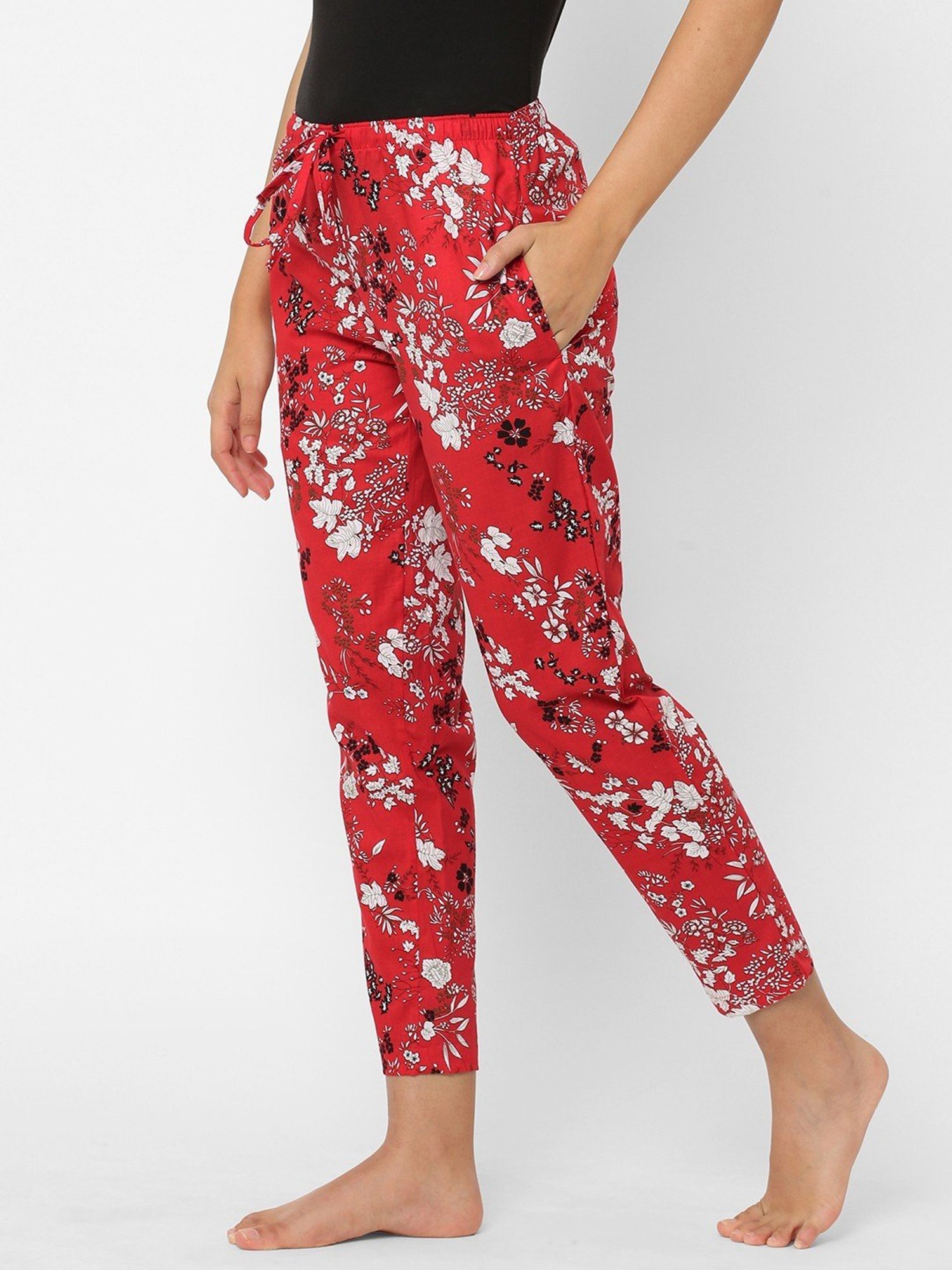 Urban Scottish Red Floral Print Lounge Pants