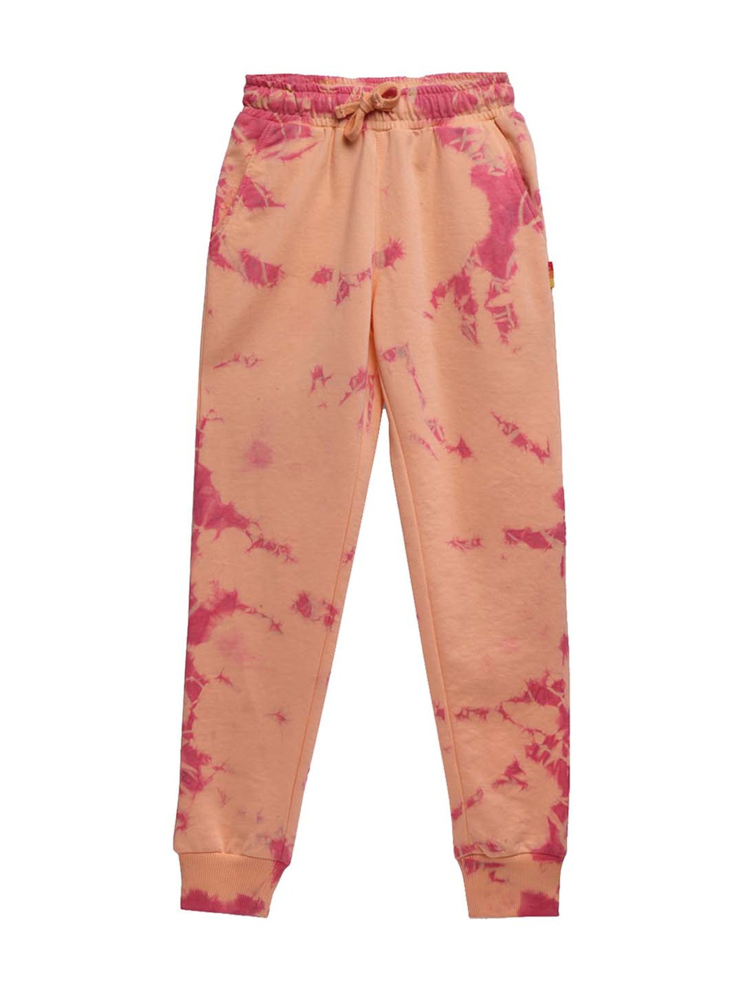 Lil Tomatoes Kids Peach Cotton Printed Joggers