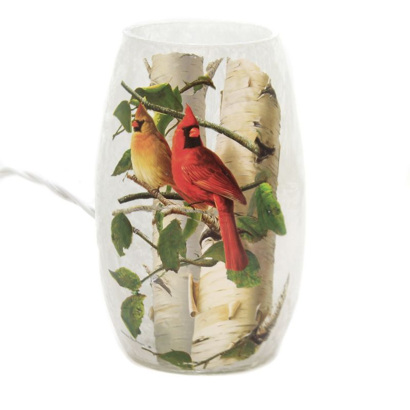 Stony Creek 5.0" Summer Cardinals Pre-Lit Vase Electric Male Female  -  Novelty Sculpture Lights