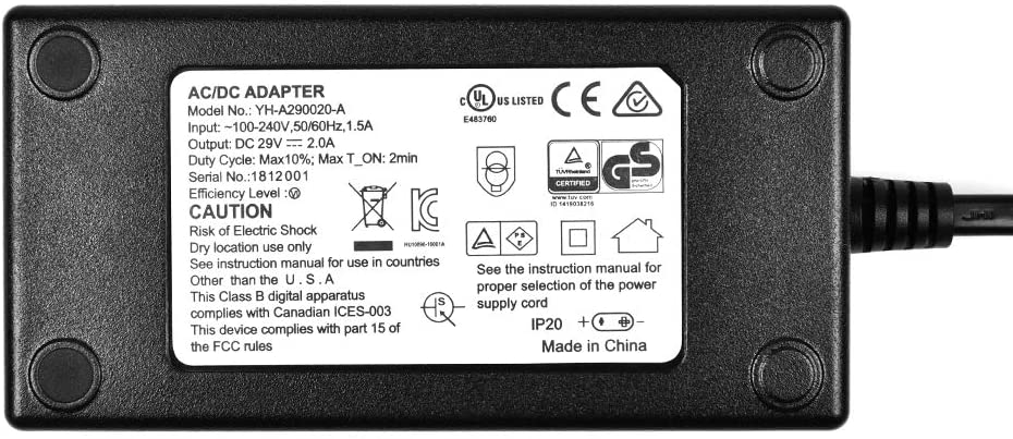 Power Recliner Power Supply, AC/DC Switching Power Supply Transformer with AC Power Wall Cord 29V/24V 2A Adapter Compatible for Lift Chair or Power Recliner