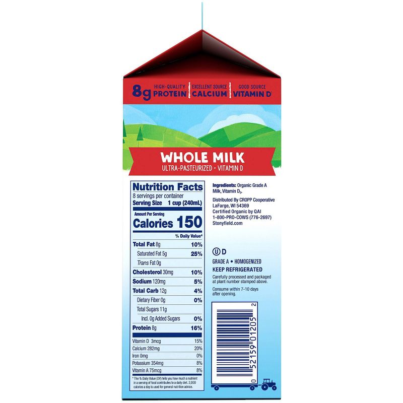 Stonyfield Organic Whole Milk - 0.5gal