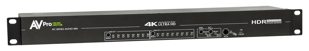 AVPro Edge AC-MX82-AUHD-RM 8x2 4K60 18Gbps Rack Matrix and Auto Switch/AVR Bypass