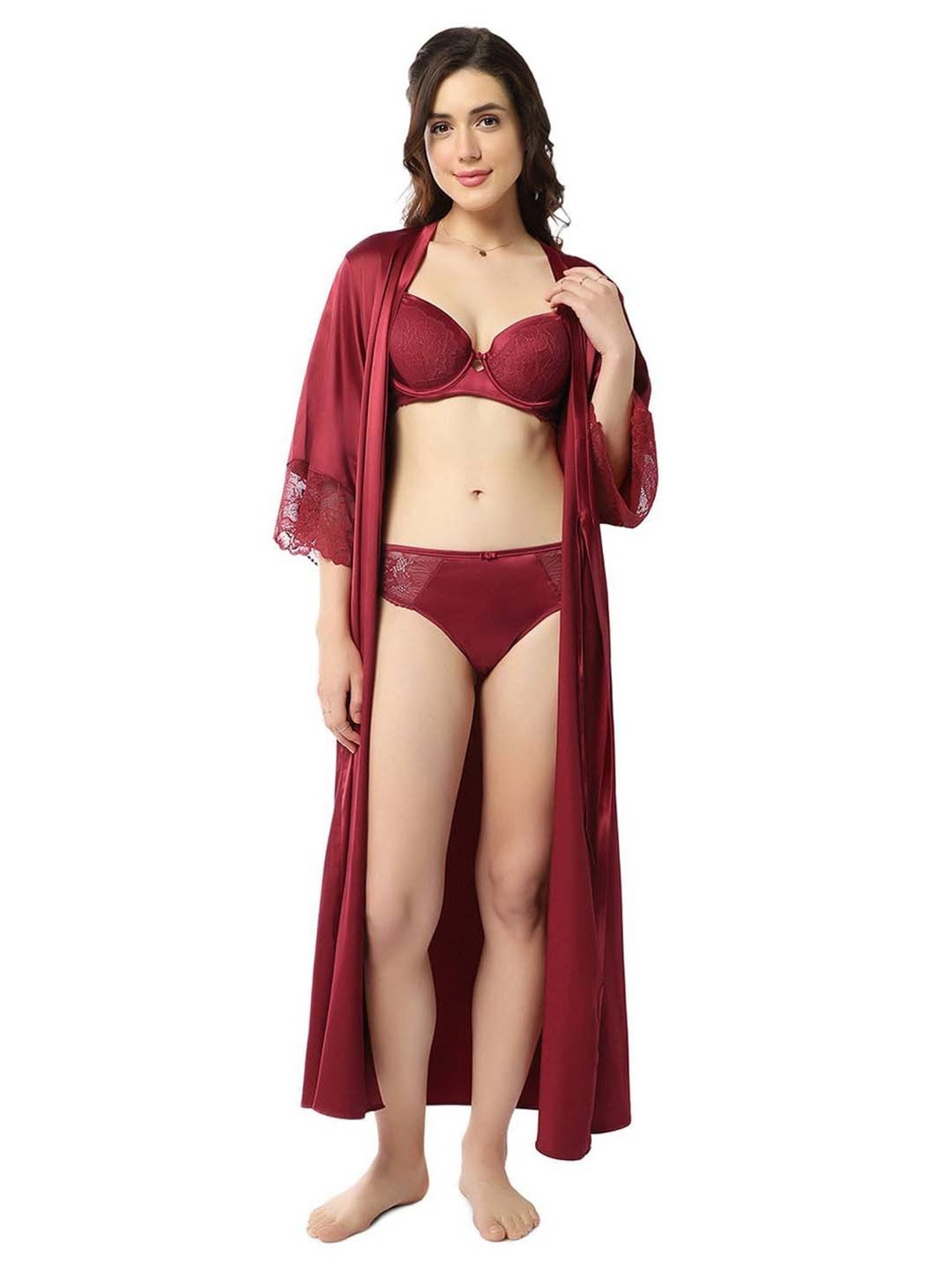 Amante Maroon Plain Robe