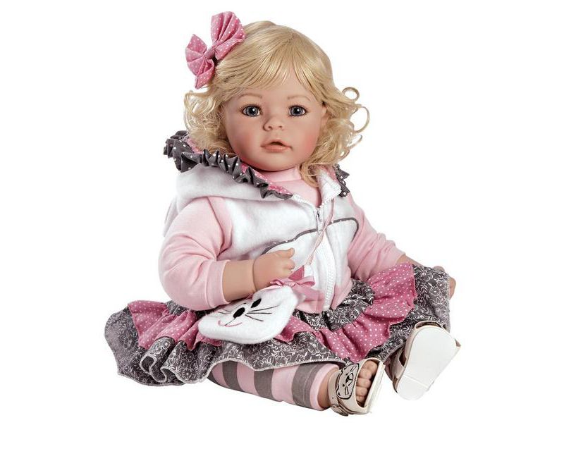 Adora Toddler Doll The Cat's Meow with cat themed outfit, hooded vest and fuzzy cat purse, 20 inches.