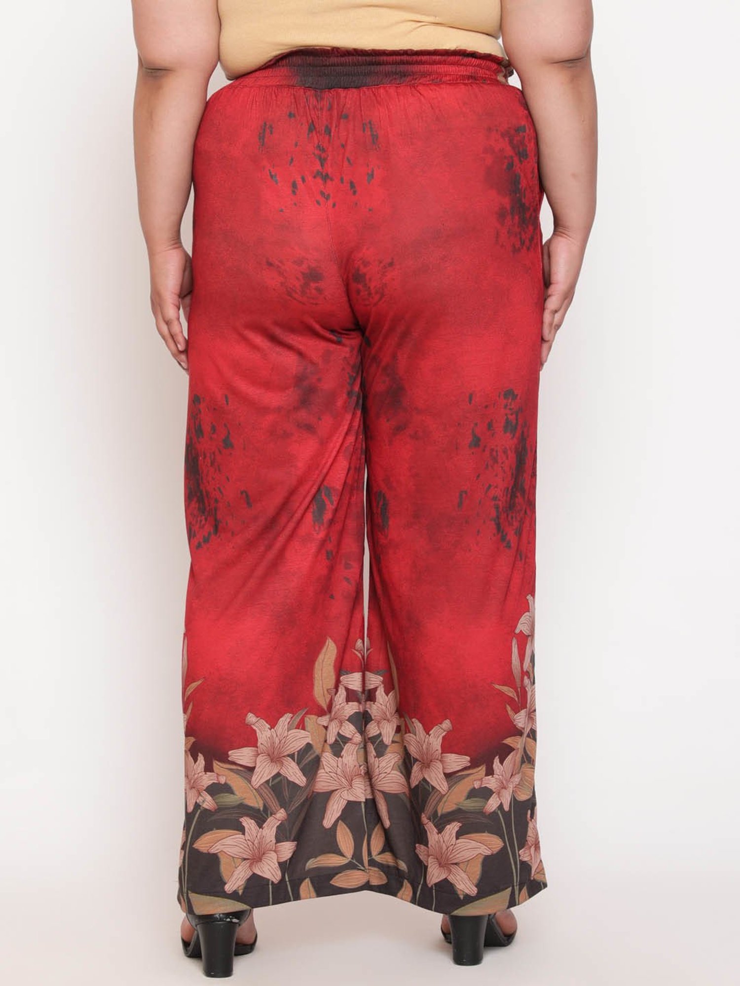 Amydus Red Floral Print Palazzos