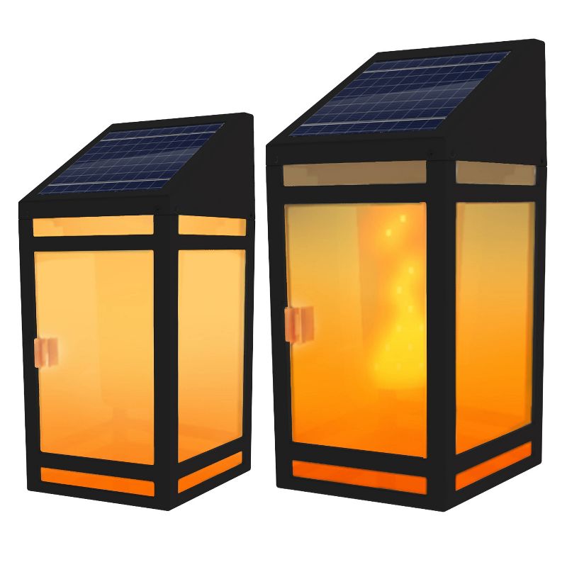 Solar LED Outdoor Wall Lanterns Black - Techko