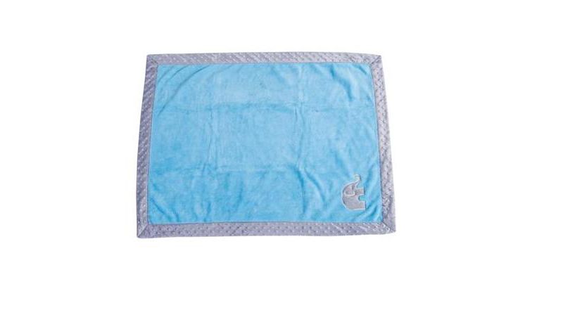 Bacati - Elephants Aqua/grey Embroidered Blanket