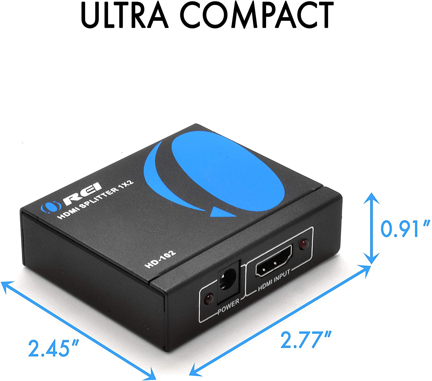 4K 1x2 HDMI Splitter by  - 1 Port to 2 HDMI Display Duplicate/Mirror - Powered Splitter Ver 1.4 Certified for Full HD 1080P High Resolution 3D Support (One Input To Two Outputs) - USB Powered