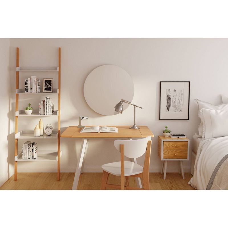 Abacus 2 Drawer Side Table Oak Brown/White - Universal Expert