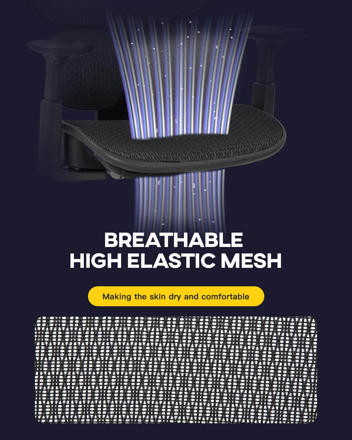 Office Chair Ergonomic Desk Chair Mesh Computer Chair with Arms Lumbar Support Swivel Rolling High Back Task Chair for Men Adults(Black)