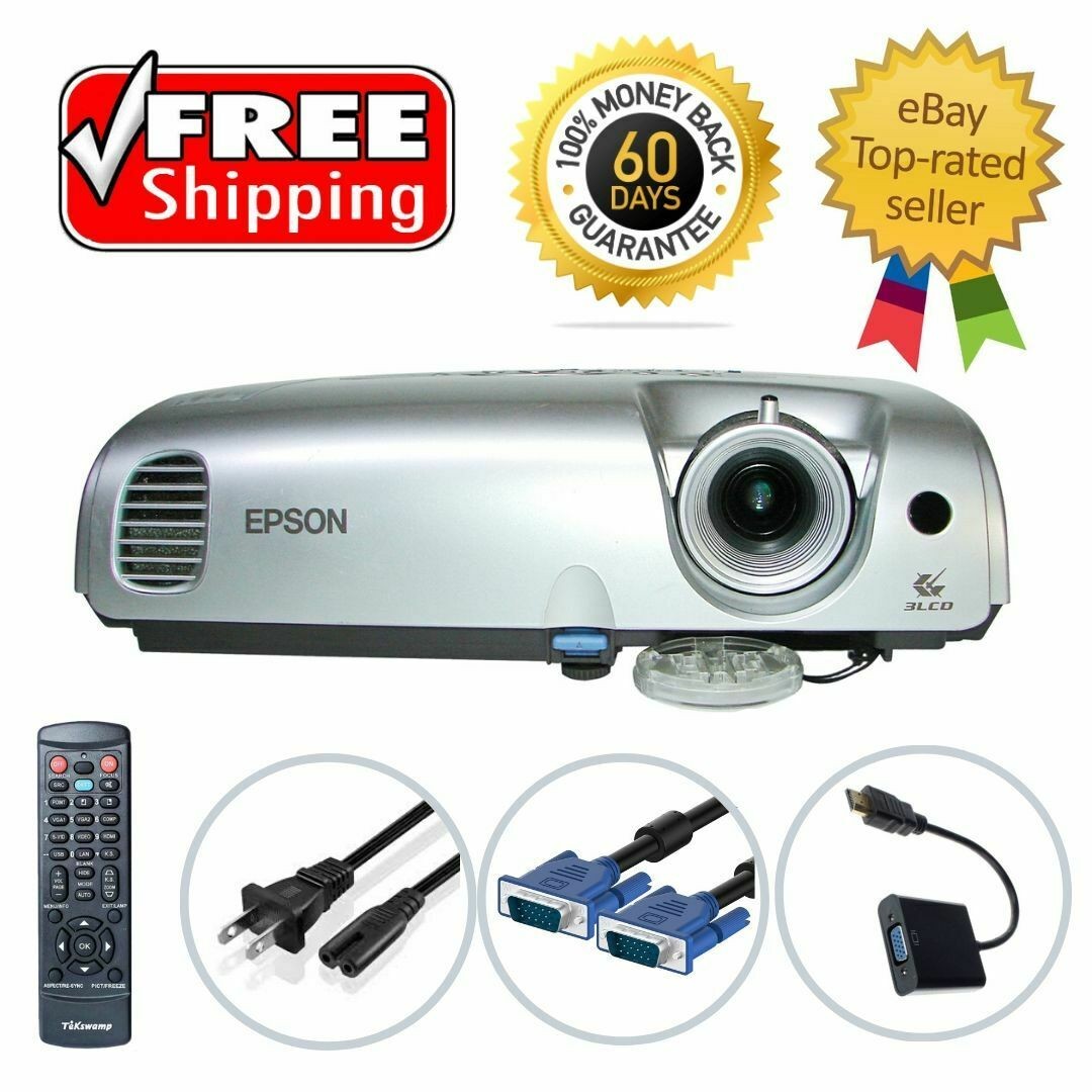 Epson PowerLite S3 3LCD Projector (Portable) 1600 ANSI Lumens 1024 x 768 HDMI-adapter Home Theater Professional Streaming with Accessories bundle