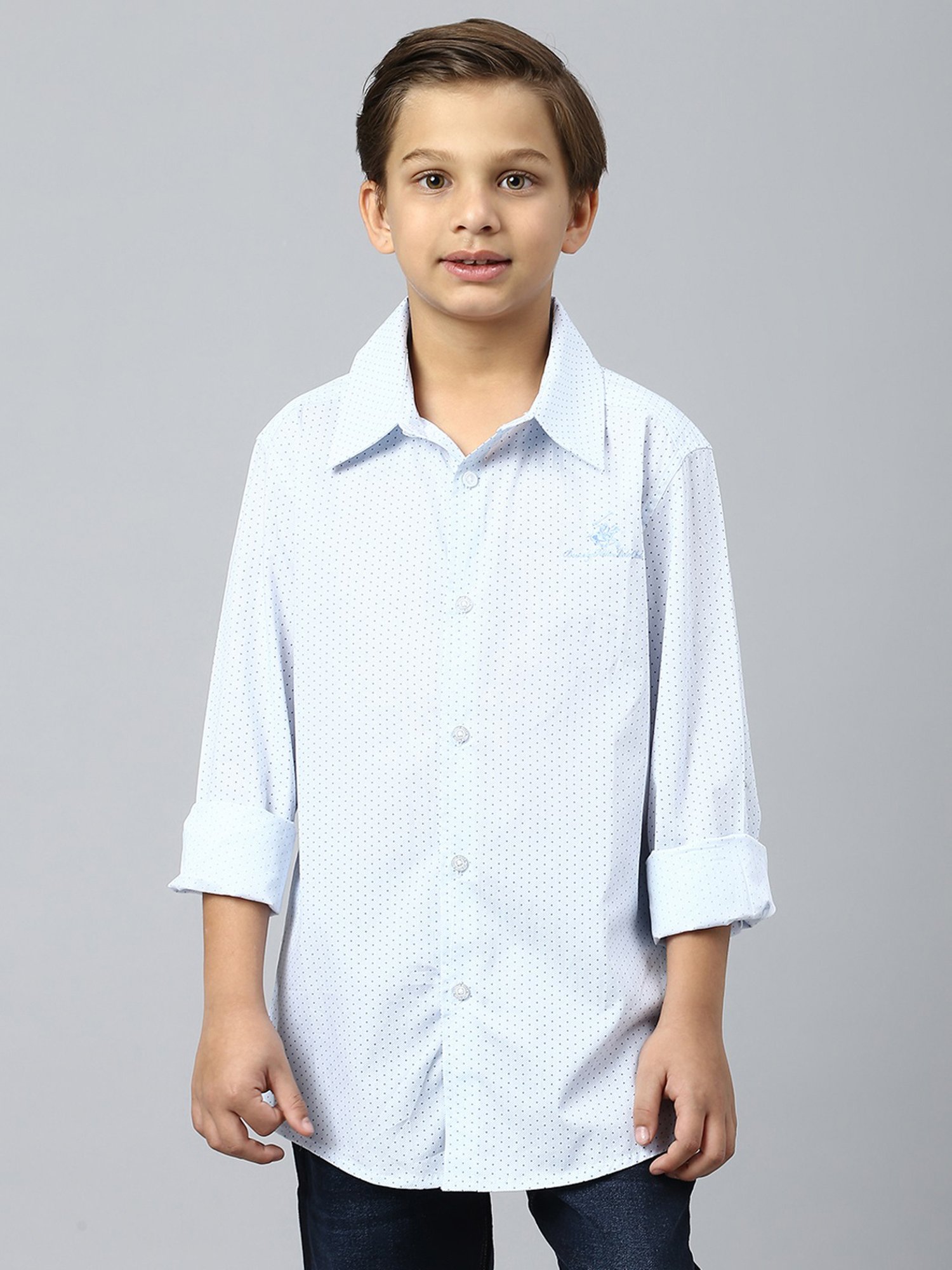 Beverly Hills Polo Club Kids Light Blue Printed Full Sleeves Shirt