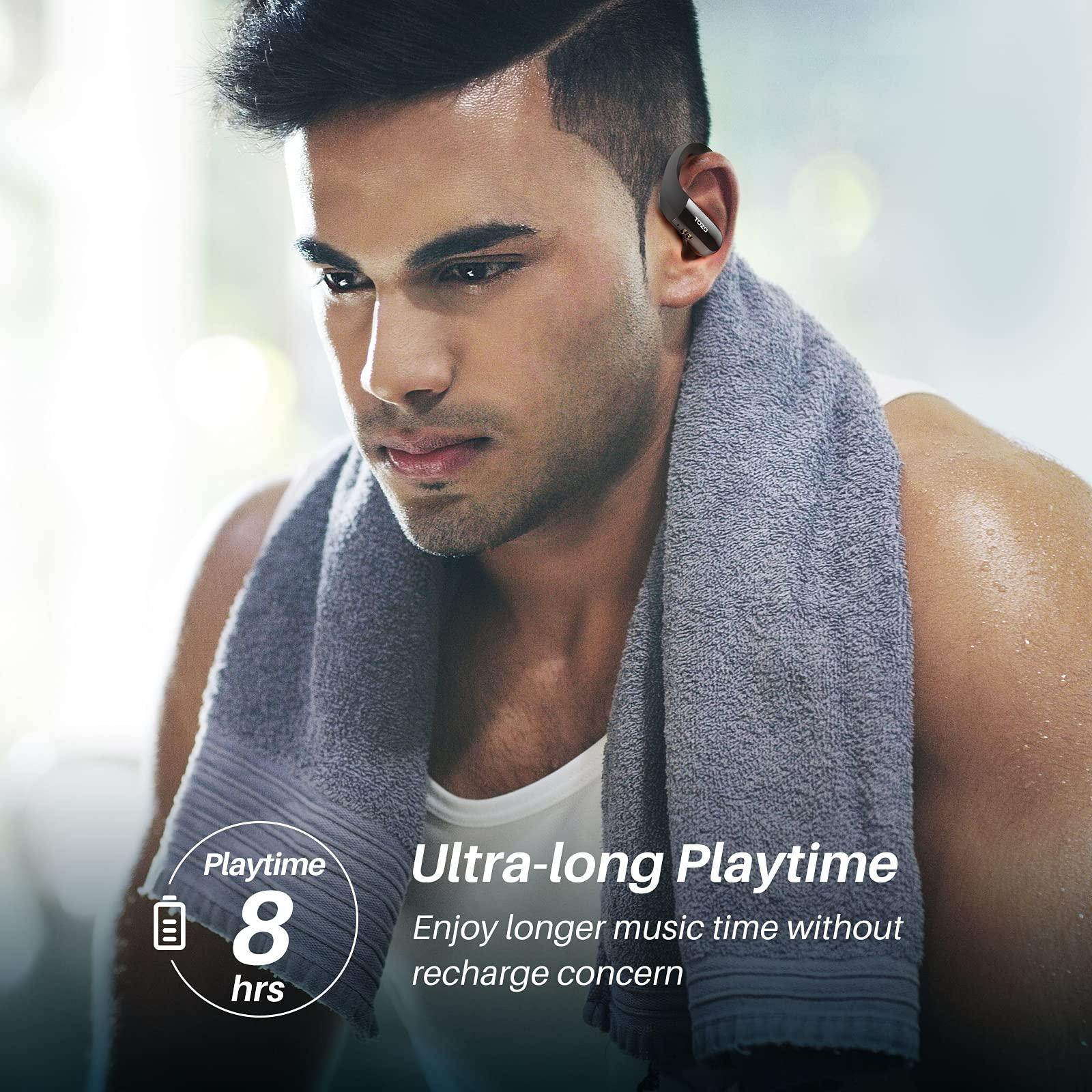 TOZO T5 Bluetooth Headphones True Wireless Earbuds  Sport Earphones Touch Control Headset with Wireless Charging Case Bass Stereo,Built in Mic Sweatproof for Running, Gym, Workout