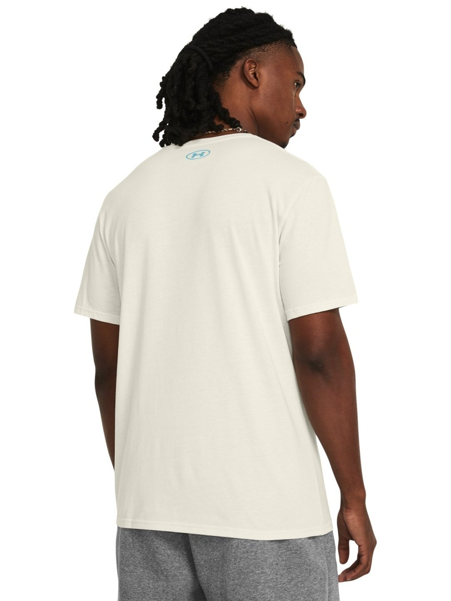 Under Armour White Cotton Slim Fit Logo Printed T-Shirt